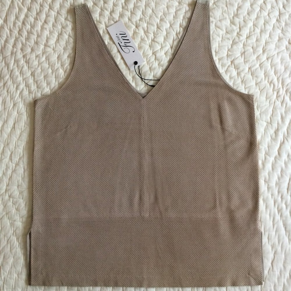 NWT C'est Fini Genuine Leather SuedeTank Top